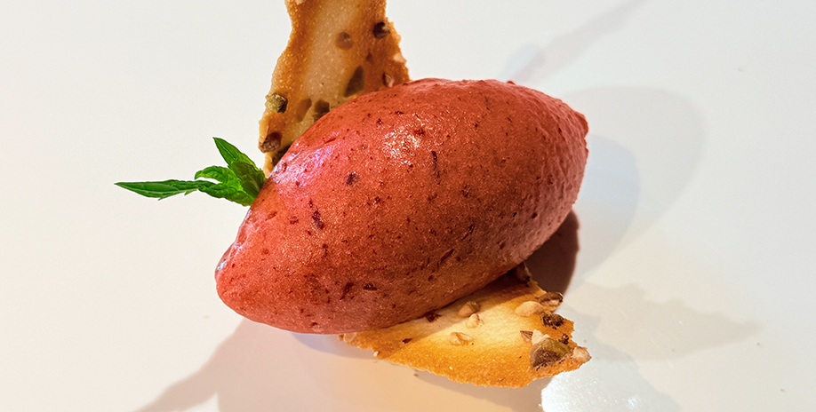 Caramelised plum compote sorbet